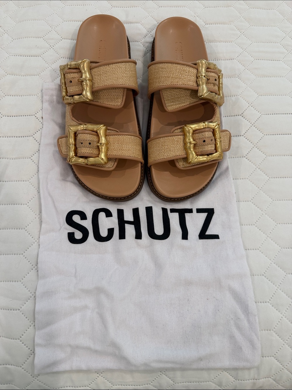 Schutz Enola Buckle Slides Size 8.5